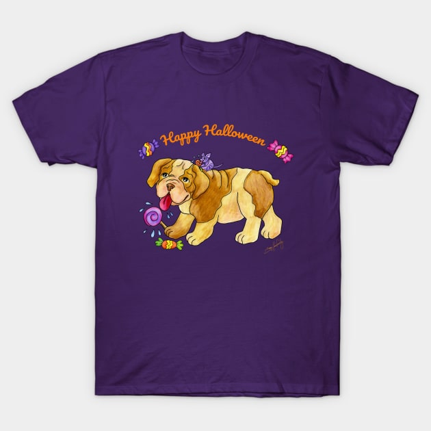 Sweet Halloween Bulldog 1 T-Shirt by Happy Lines Family